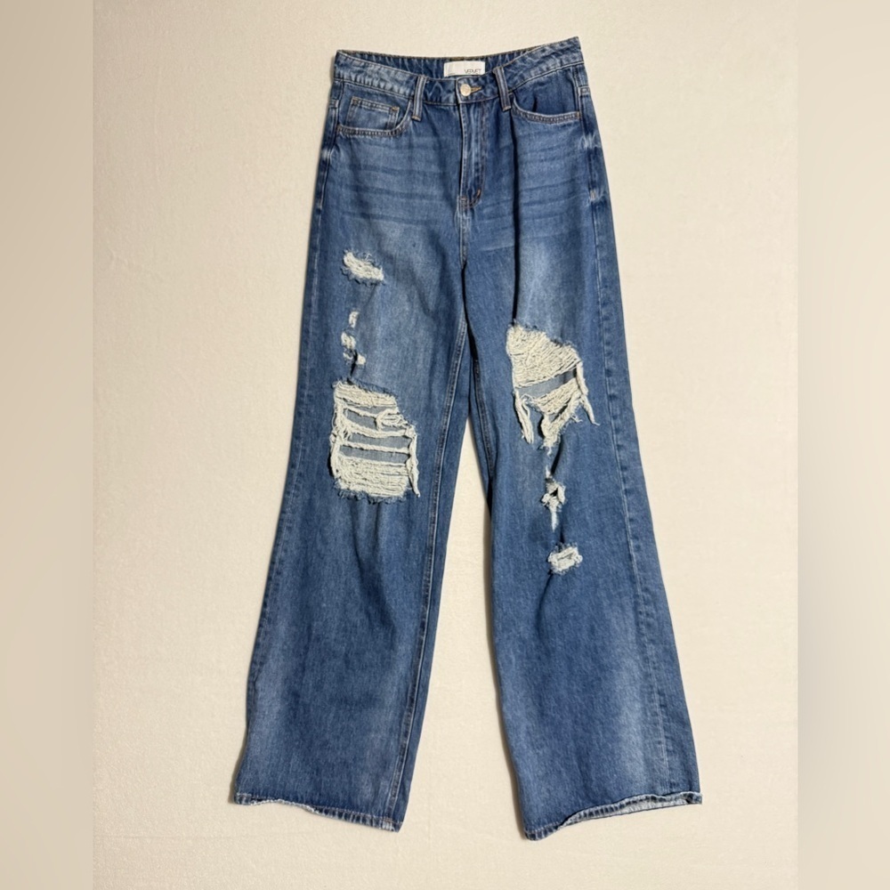 Vervet Size 27 Distressed Women's Wide Leg Jeans - Picture 3 of 4